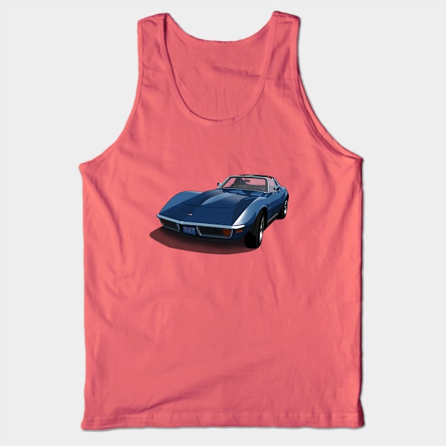 1970 Corvette Stingray in Bridgehampton Blue Tank Top by candcretro